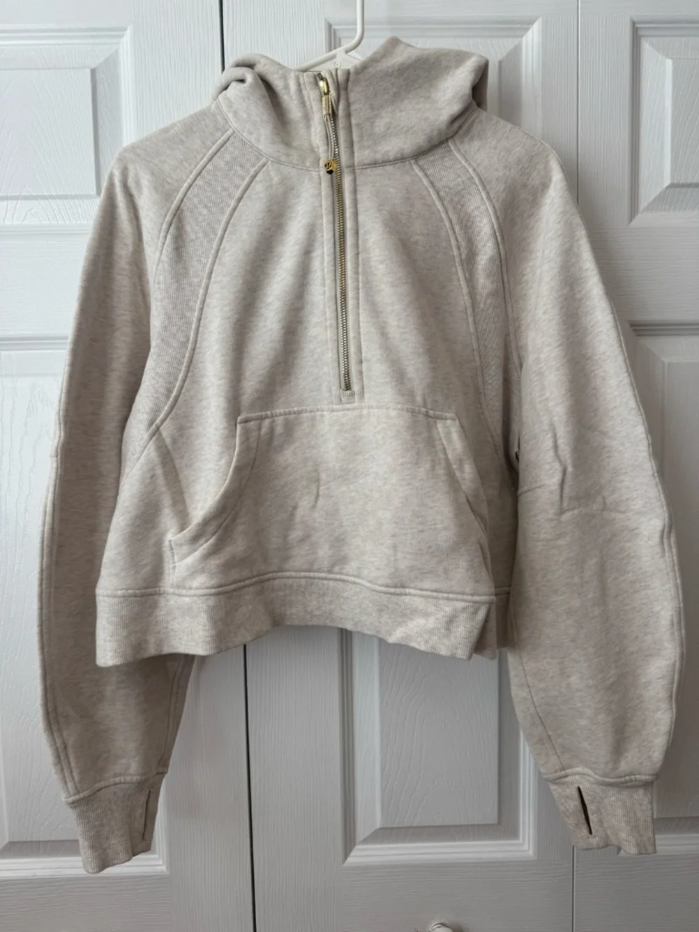 Lululemon Scuba Oversized Half-Zip Hoodie with Gold Zipper - Light Heathered Oat